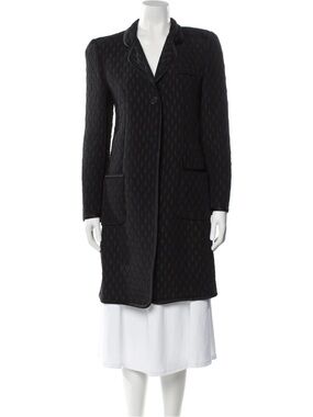 Emporio Armani Black wool Quilted Long Pea Coat
